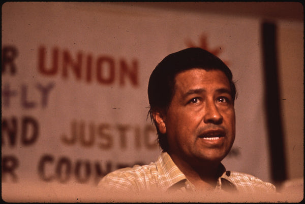 Young Cezar Chavez speaking at a rally. 