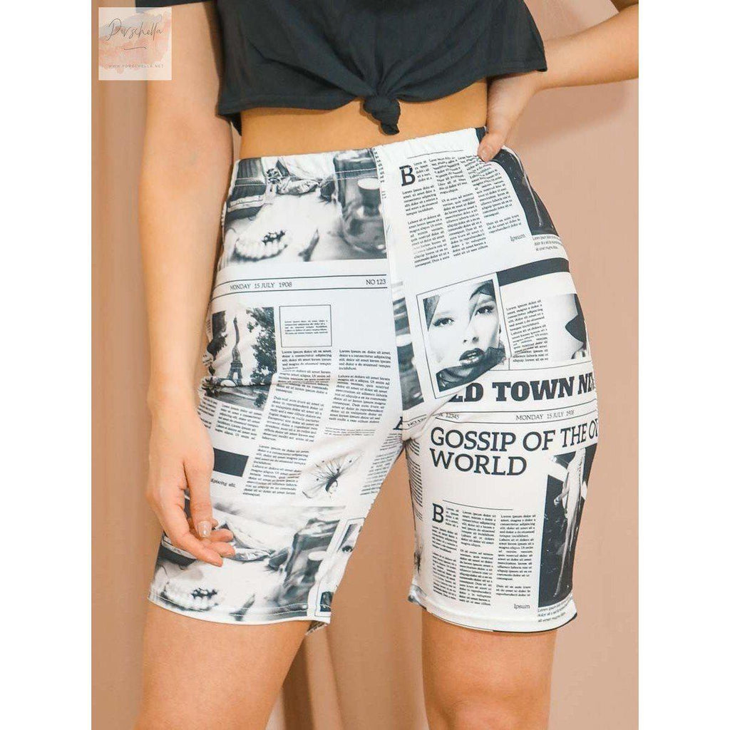 newspaper biker shorts