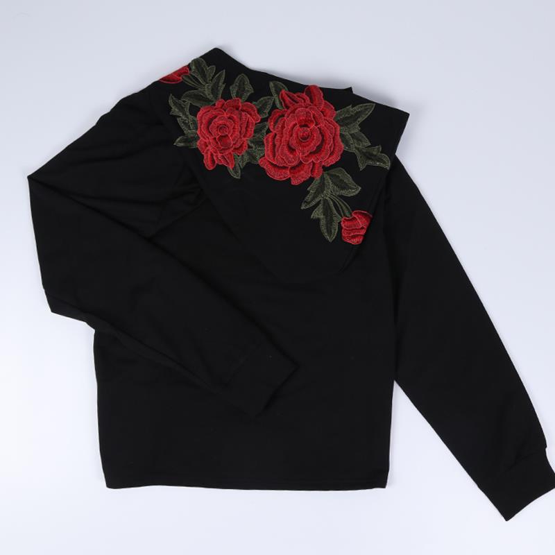 mens hoodie with rose embroidery