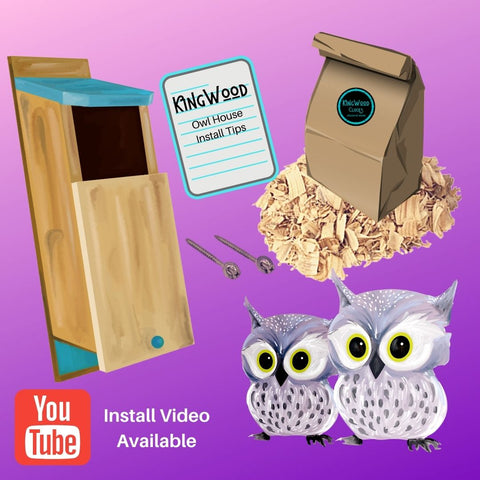 KingWood Owl House Kit arrives with everything to be successful with your new owl nest.