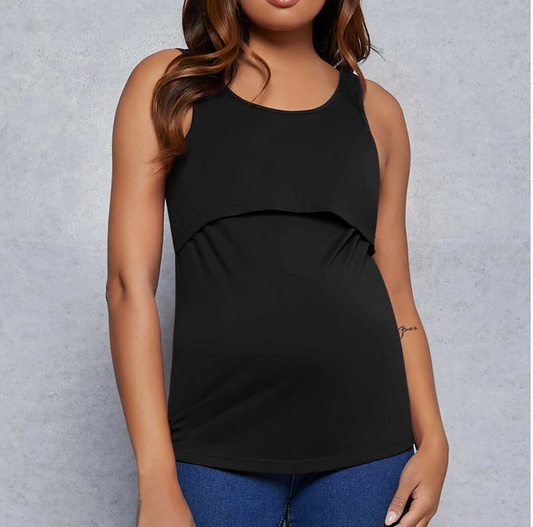 Women's plus size cotton/spandex maternity & nursing tank in black or –  Joli-Glo Maternity