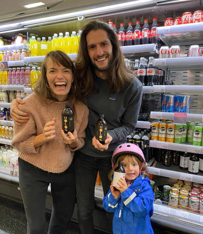 HOLOS team in M&S with kombucha drinks