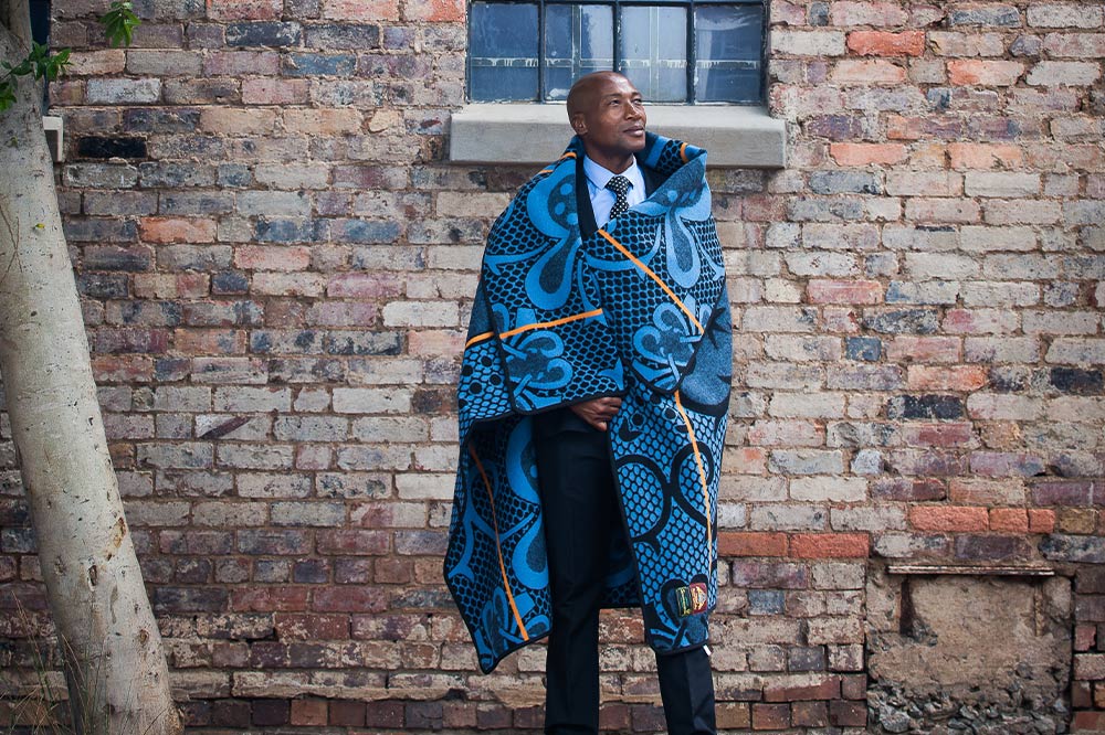 The Basotho blanket worn traditionally by an African gentleman