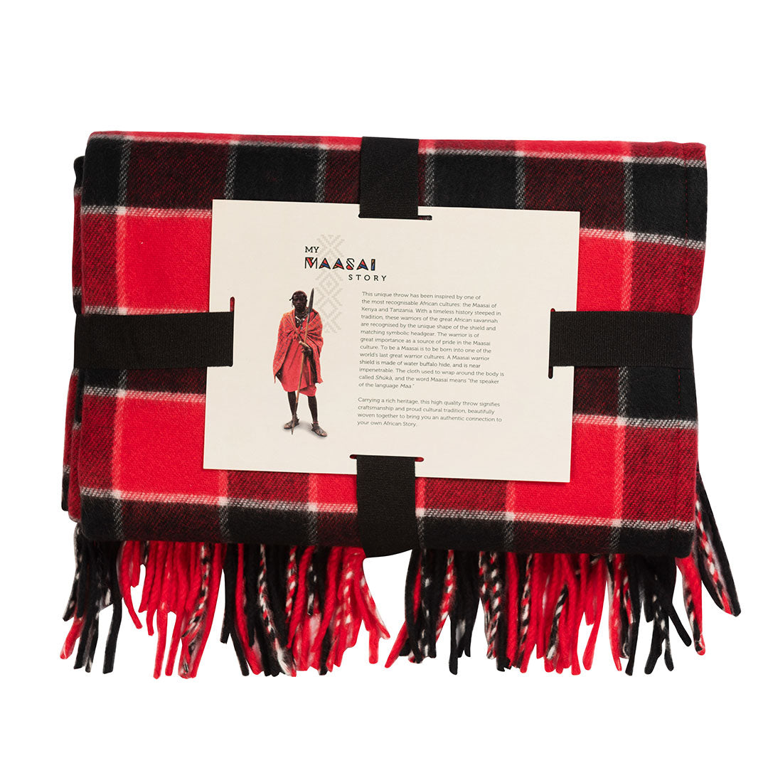  Red Black Plaid Maasai Shuka winter blanket