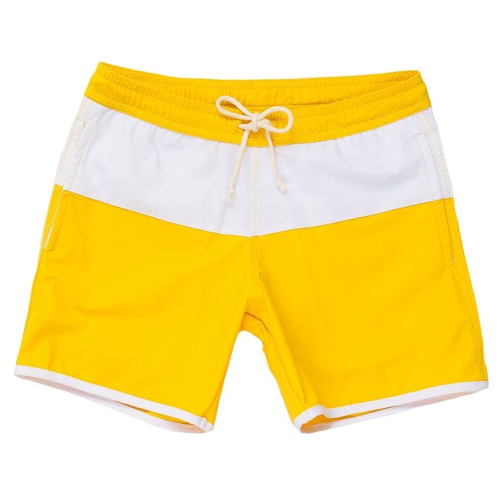 Folpetto Jack Swim Shorts - Sicilian Yellow & Ivory | The Little ...