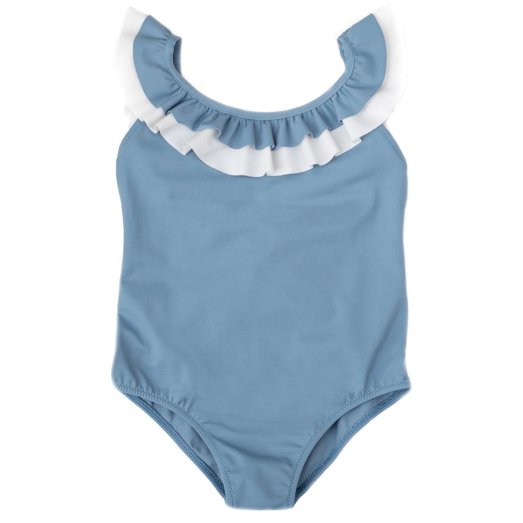 Folpetto Girls Penelope Swim Suit - Dusty Blue | The Little Sunshine Store