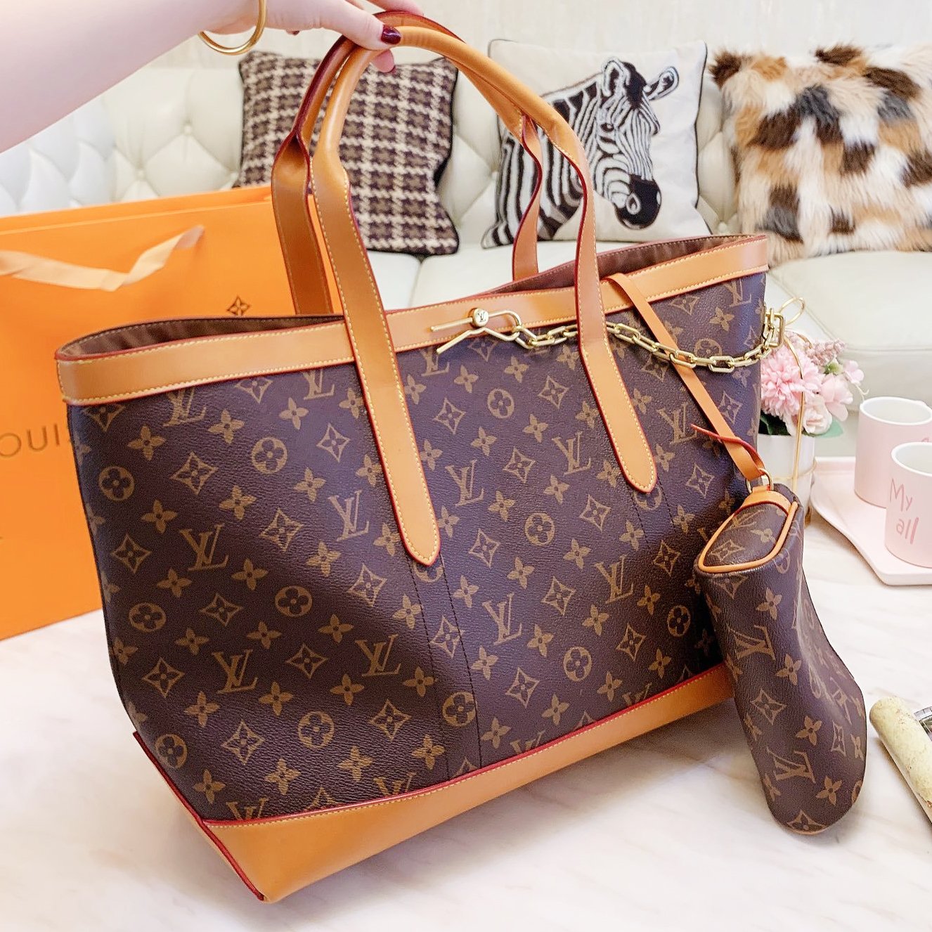 LV Louis Vuitton Fashion Women Leather Tote Handbag Shoulder Bag Purse Wallet Set Two-Piece