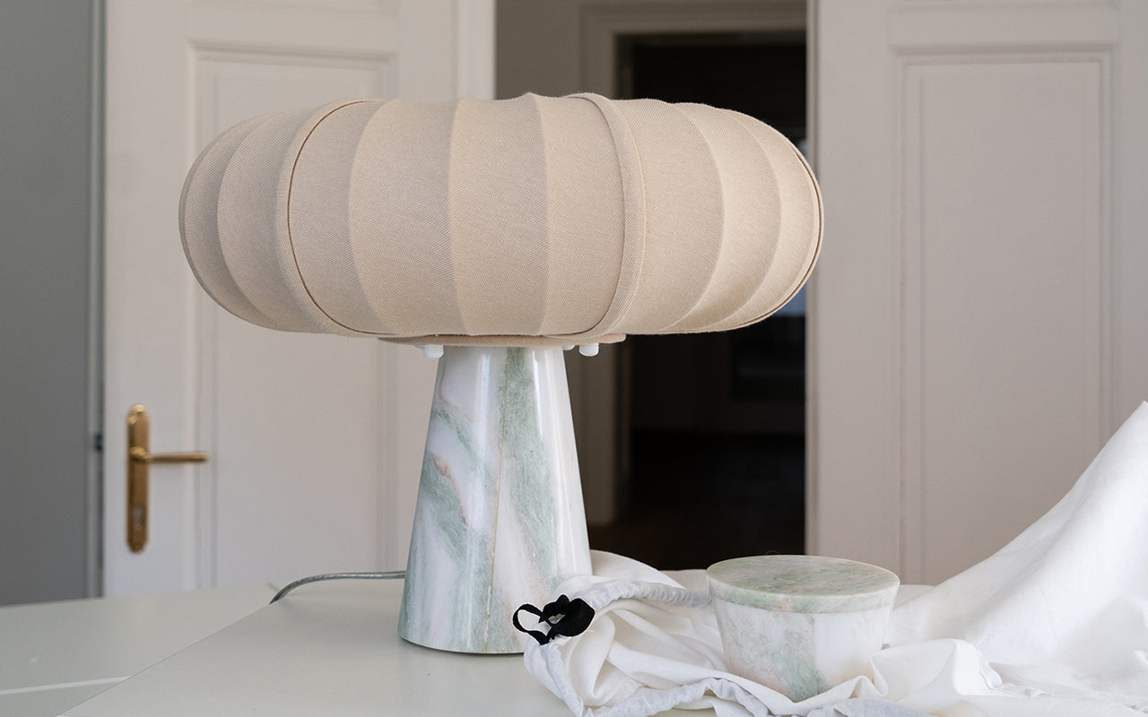 Marble Table Lamp Adjustment Guide - Cotton Shade
