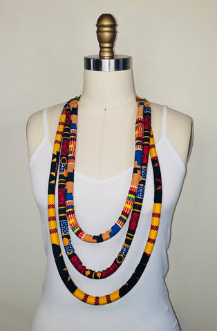 5-strand Fabric Covered Rope Necklace — Tribal Traces