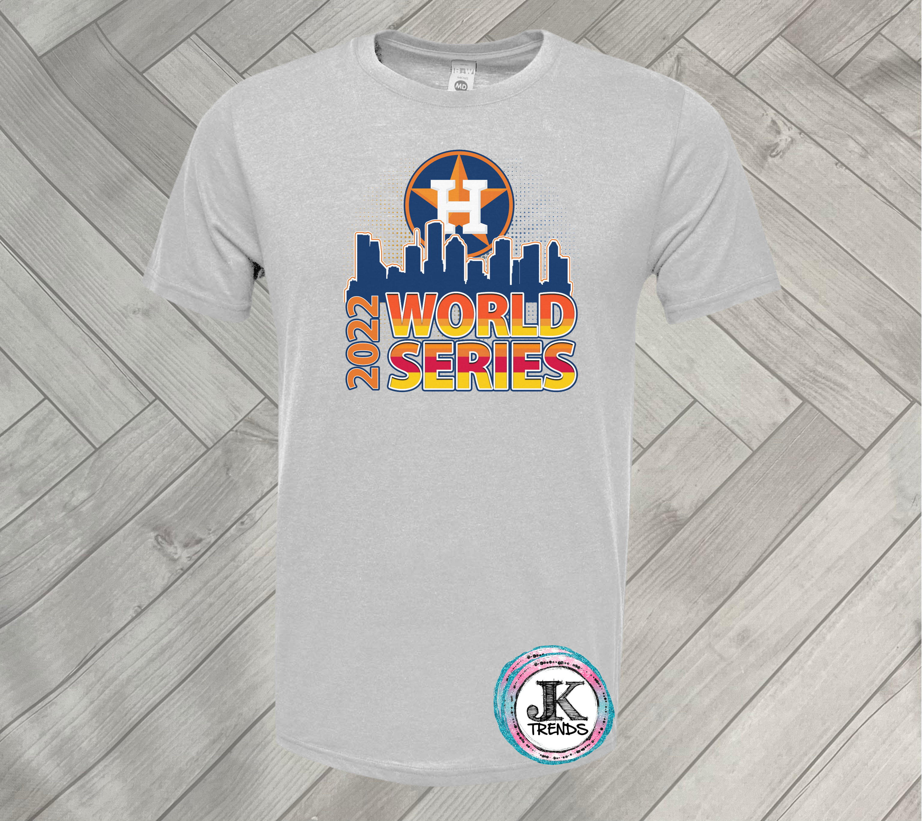 JK Trends Houston We Have World Series Champions 2022 Astros Astronaut Short Sleeved Shirt Youth Small / Platinum (Really Light Gray)