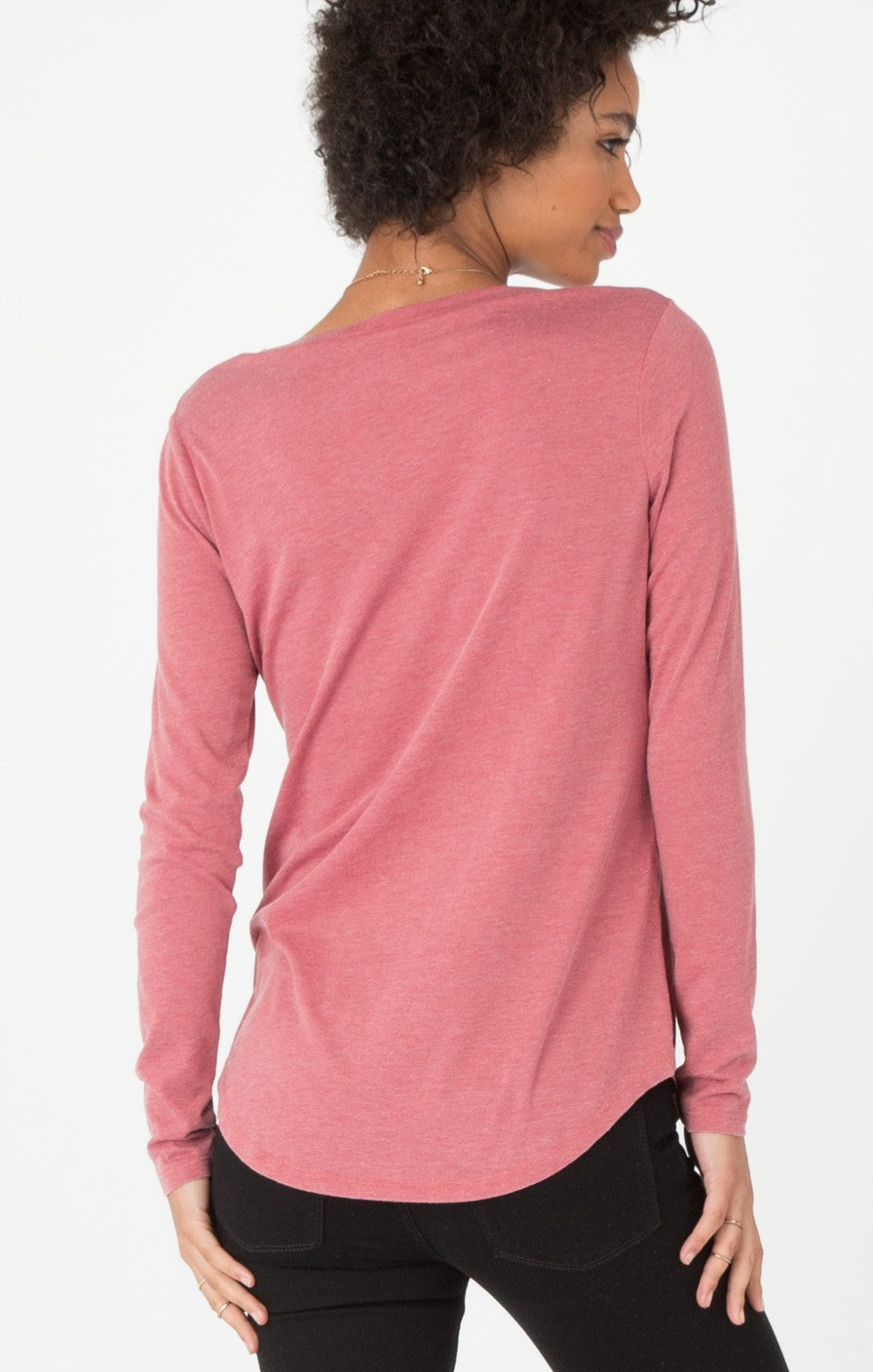 Z Supply The Long Sleeve Pocket Tee -Withered Rose