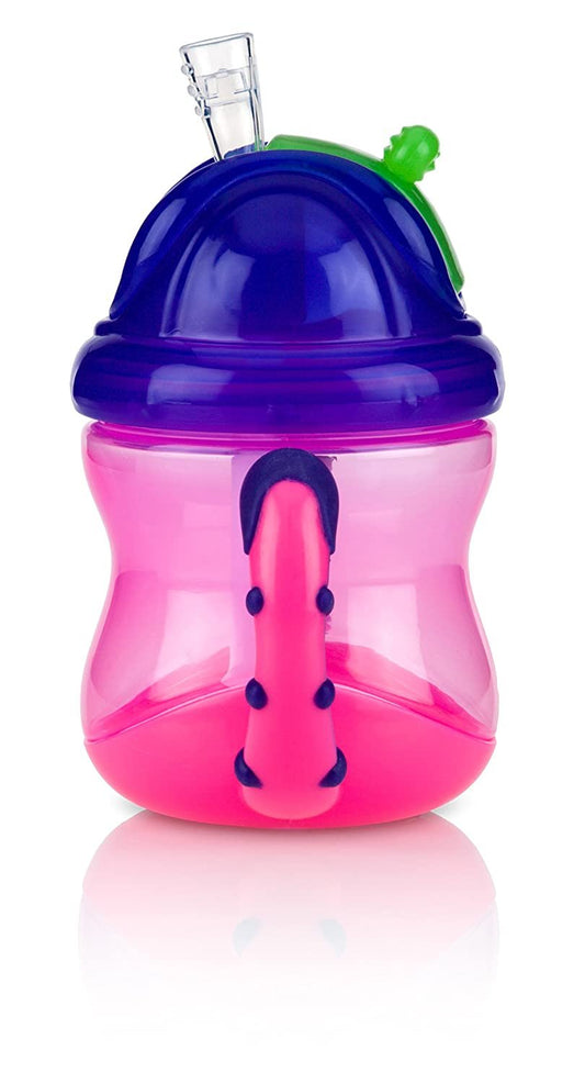 Nuby 2-Handle No-Spill Flip-it Fat Straw Printed Cup - 8oz/ 240 ml, 12+  Months, 1pk Prints May Vary