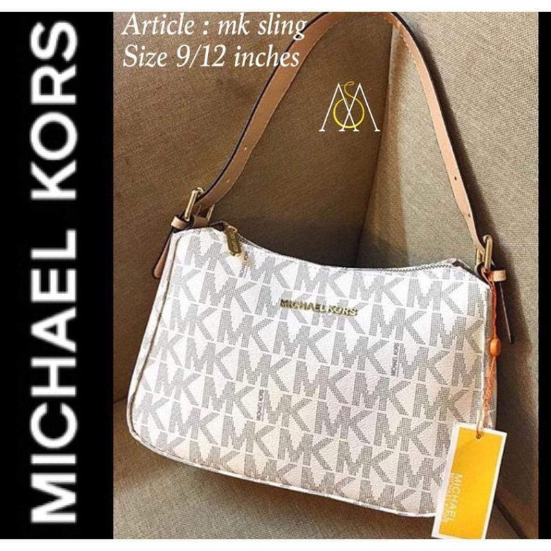 mk white sling bag