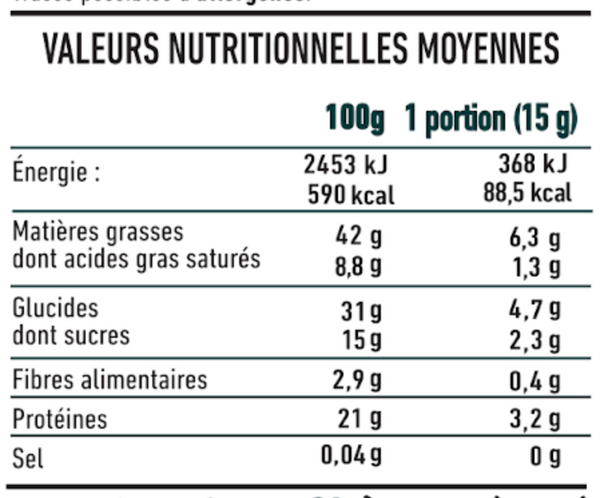 valeurs nutritionnelles noix de cajou