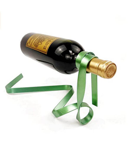 Area Floating Ribbon Wine Bottle Holder -Green