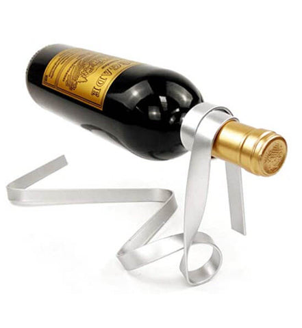 Area Floating Ribbon Wine Bottle Holder - Silver