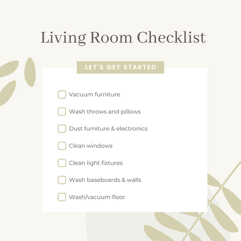 living room spring cleaning checklist