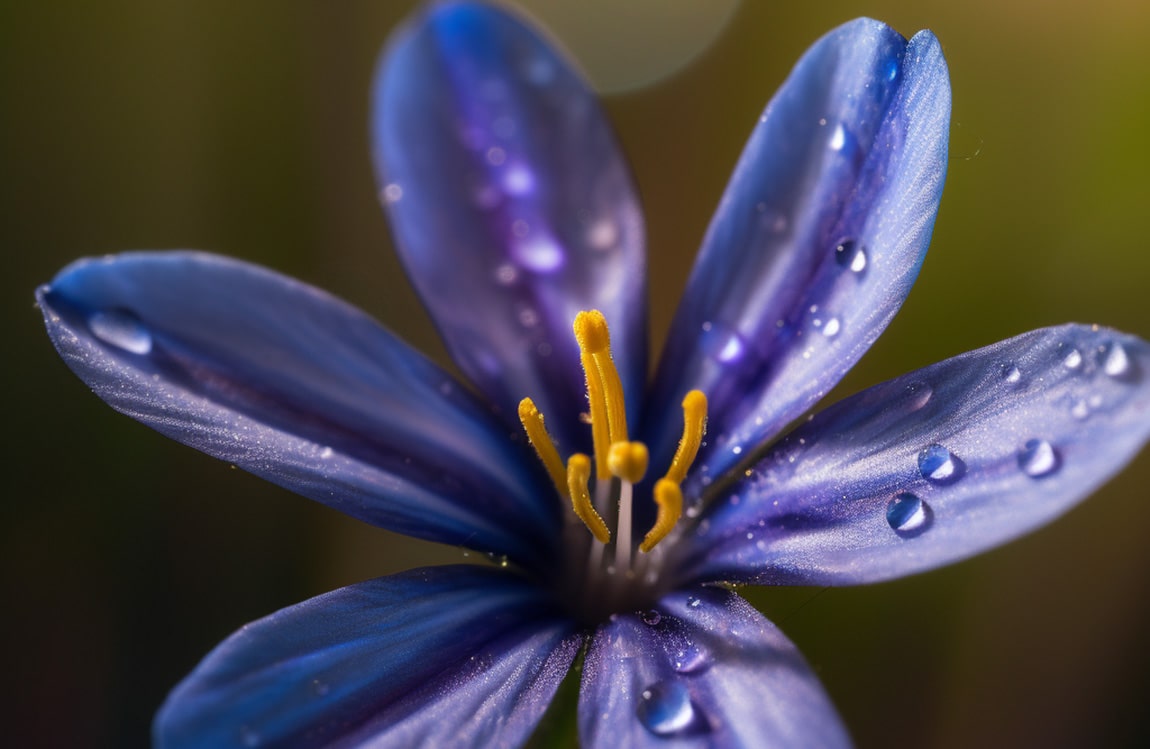 Macro of Blue Eyed Grass wildflower