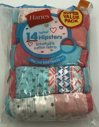 Hanes Girls' Tagless Super Soft Cotton Brief Underwear, 14 pack, Sizes 4-16  