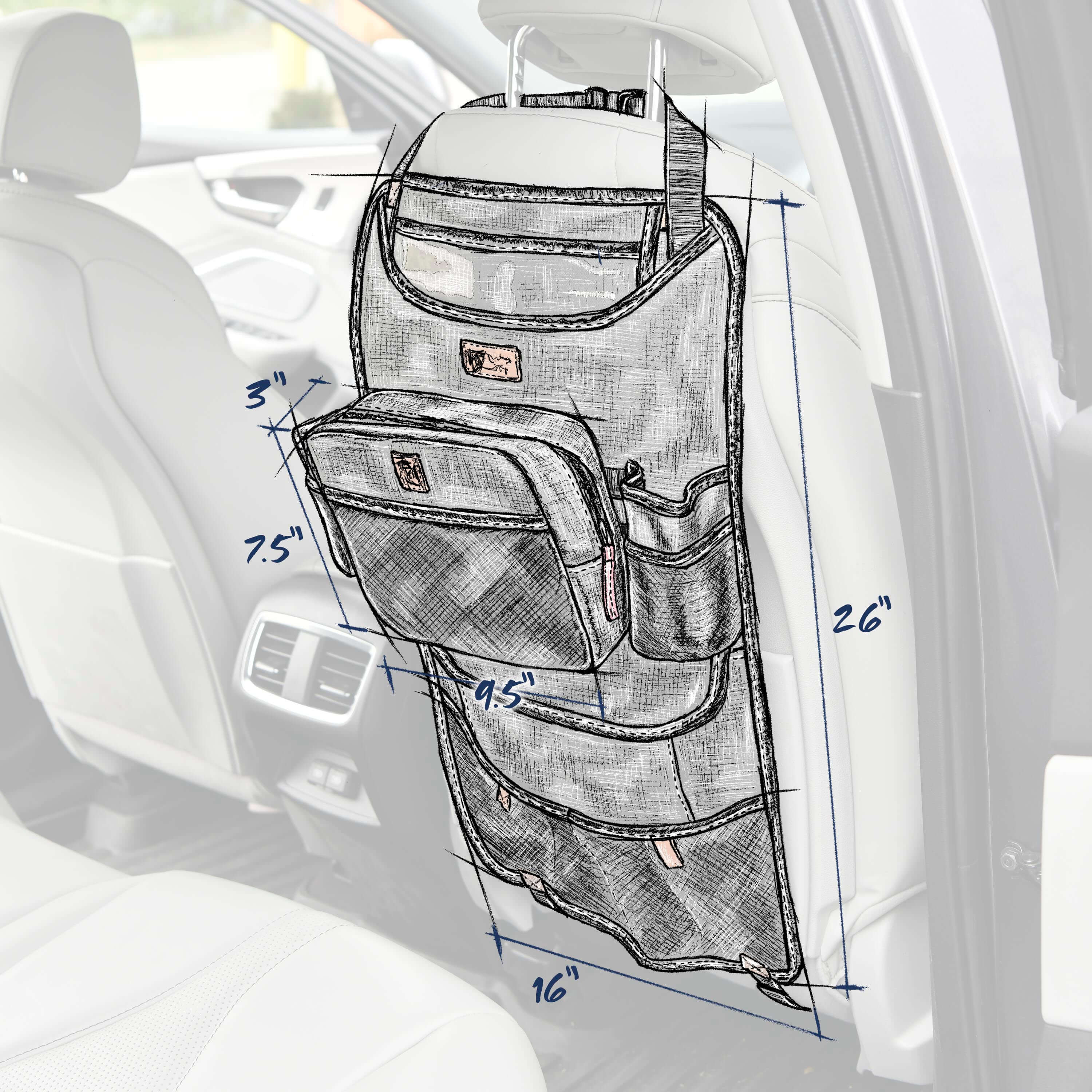 Urban Transit Back Seat Organizer Universal Vehicle Size