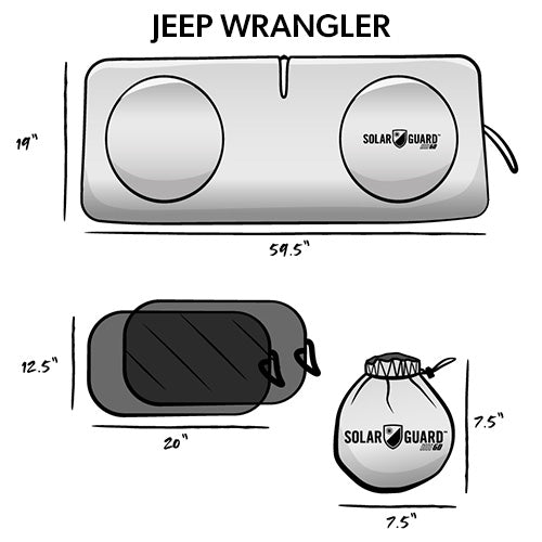 SolarGuard Go Sunshade for Jeep Wrangler Size