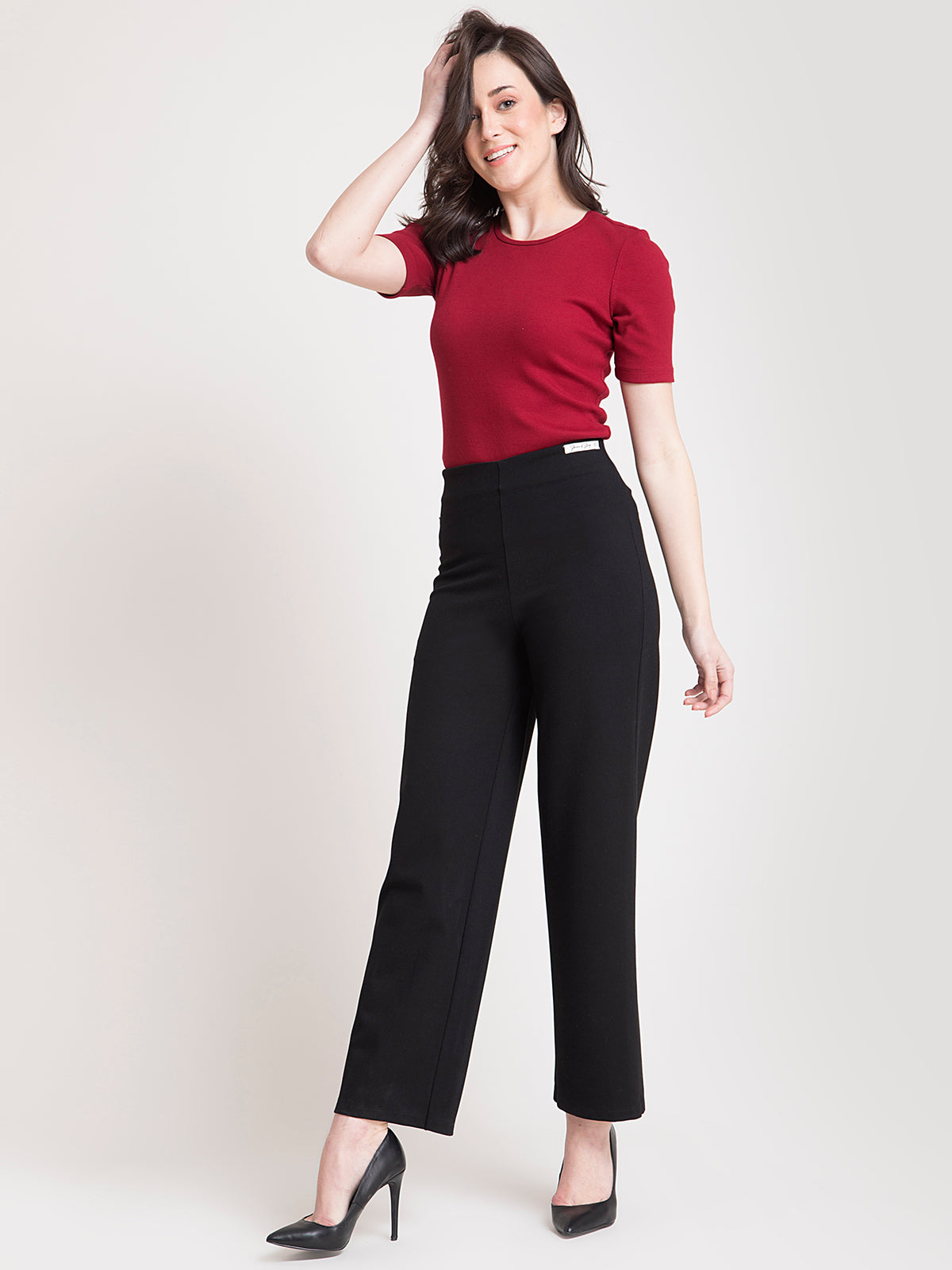 Buy Black LivIn Bootcut Formal Pants Online