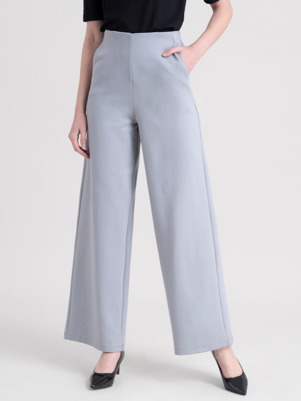 Linen Elasticated Wide Leg Pants - Beige