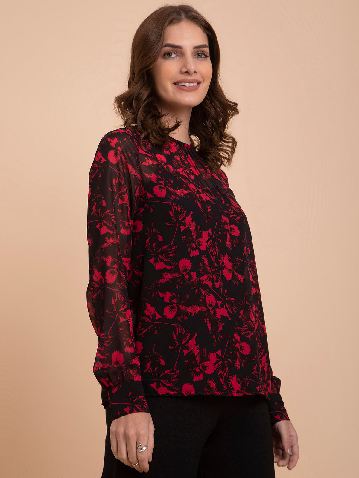 Estonished Georgette Floral Printed Long Top, EST-GA-122