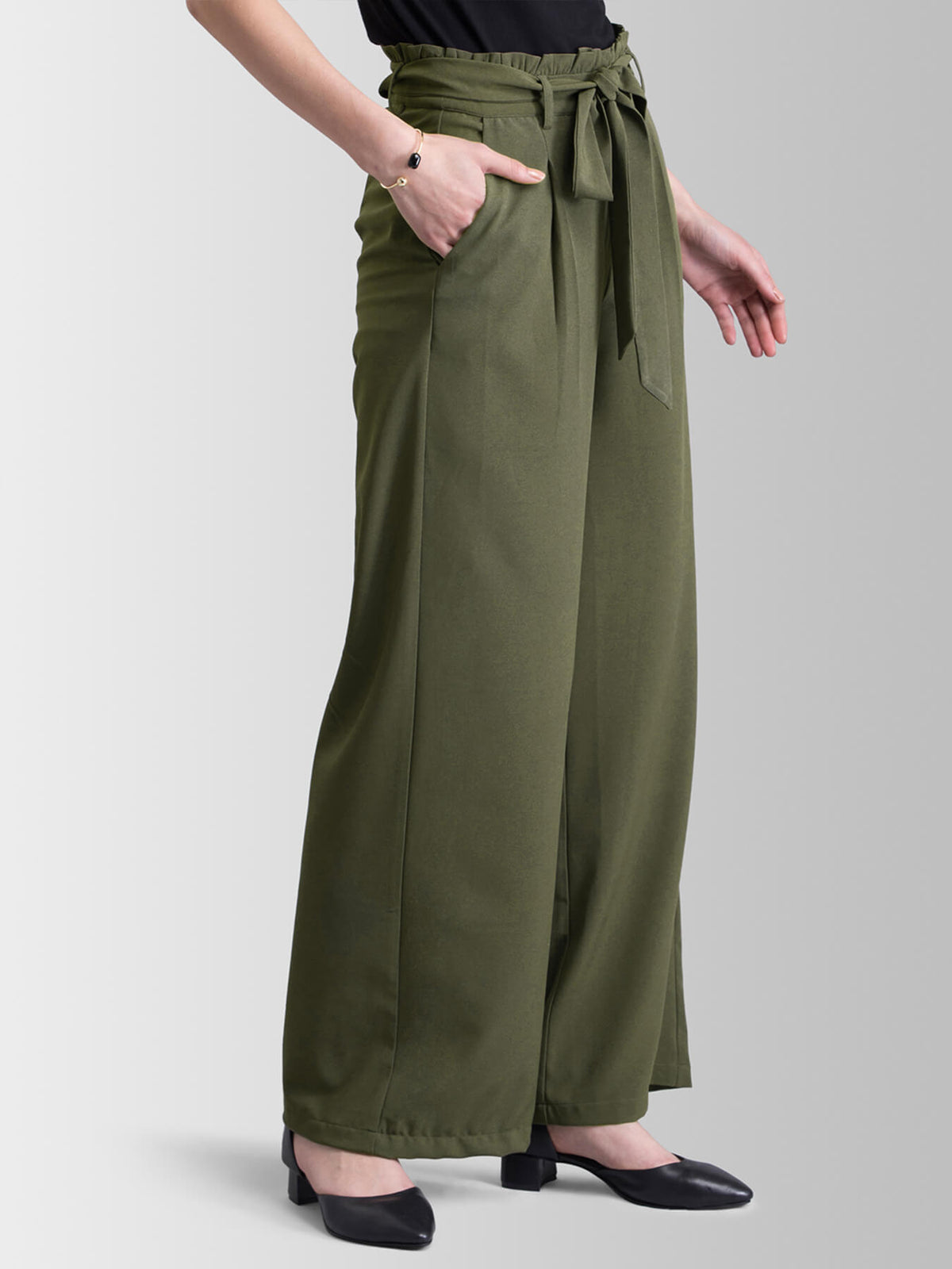 Women Waist TieUp Pleated trouser