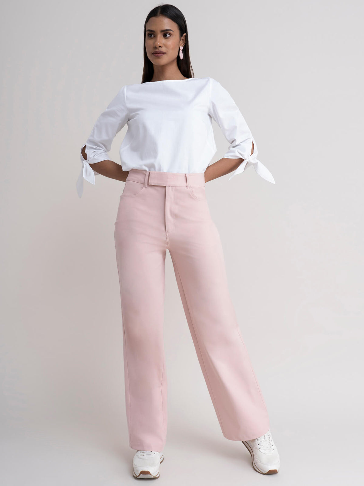 Linen Wide Leg Pants  Dusty Pink