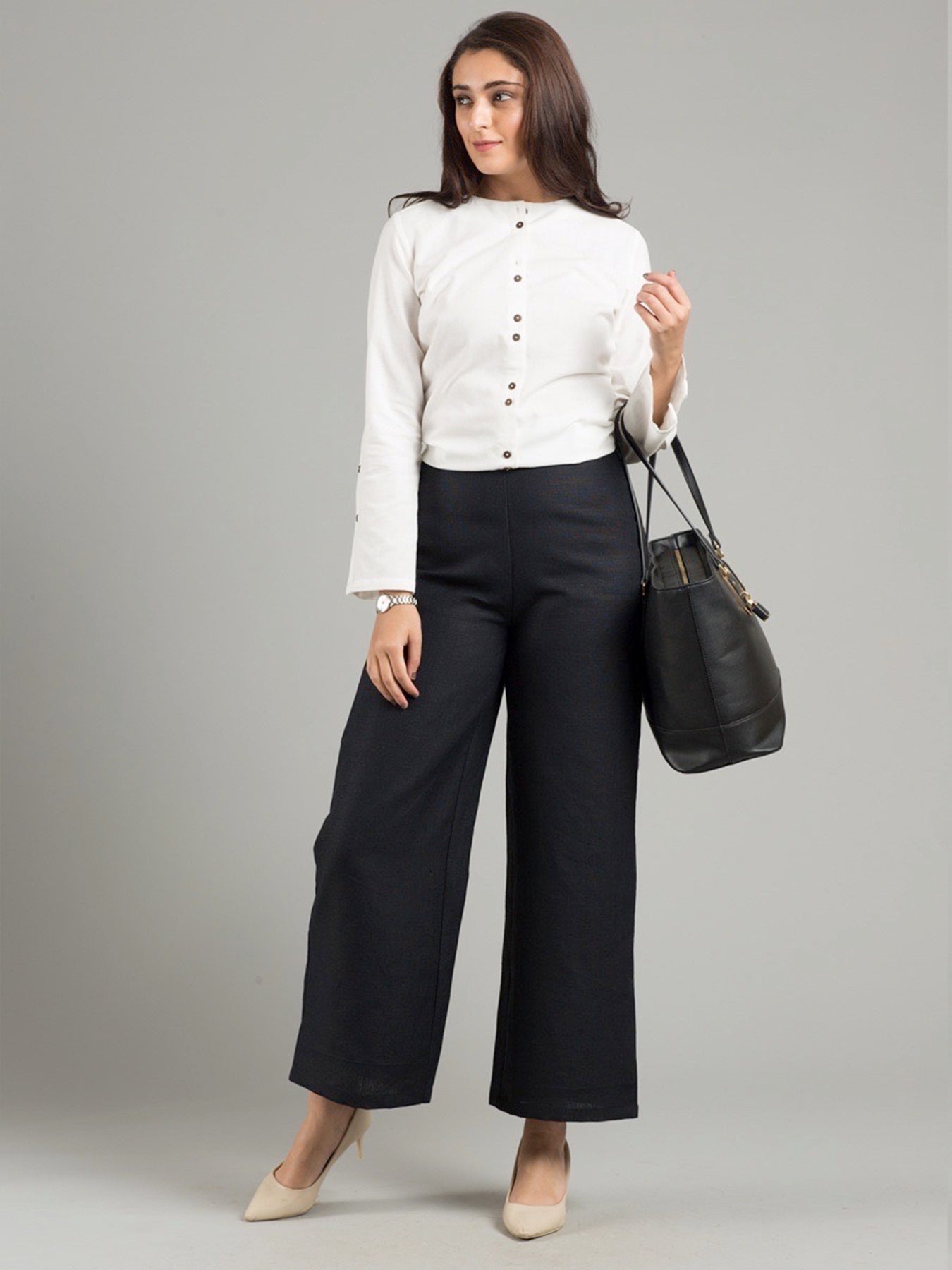 Buy Black Linen Wide Leg Culottes With Belt Online | Fablestreet