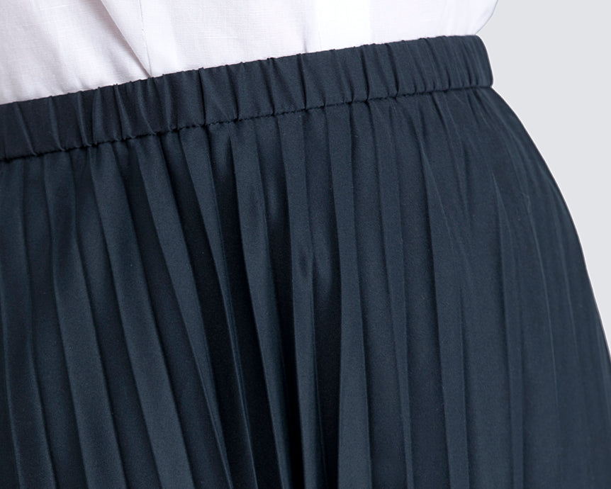 Buy Black Pleated Flared Midi Skirt Online | FableStreet