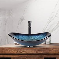 Stylish Oval Glass Basin Ocean-Blue GB0005 has unique display