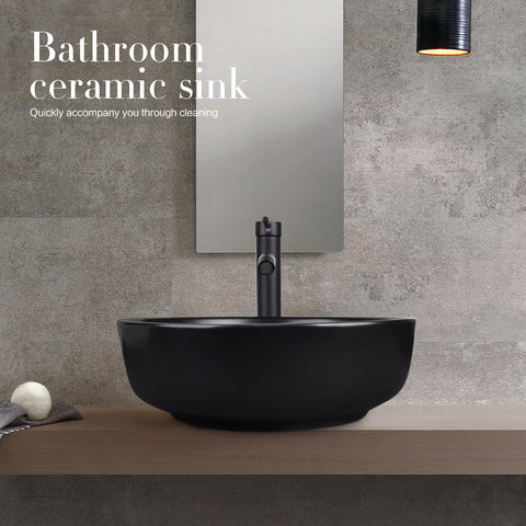 Black Round Ceramic Vessel Sink HW1123 suits for different styles of bathrooms.