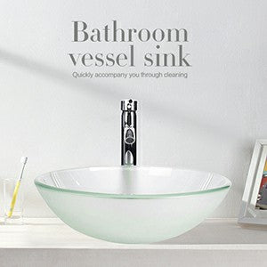 Round Sleek Frosted Glass Vessel Sink BA20103 has unique design bowl sink