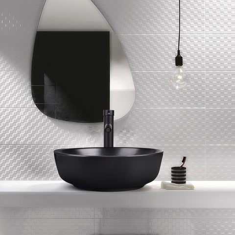 Premium ceramic materials of Black Round Ceramic Vessel Sink HW1123 make the sink durable