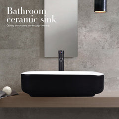 Black & White Rectangular Ceramic Vessel Sink HW1124 has premium material