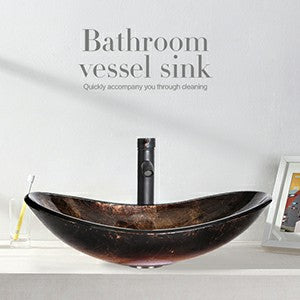 Elegant Gold Oval Boat-Shaped Glass Vessel Sink BA20065 is a great gift