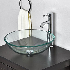 Clear Tempered  Glass Round Vessel Sink BA20061 has glossy surface