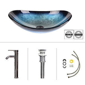 Parts of Oval Glass Basin Ocean-Blue B0005