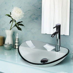 Elecwish Oval Glass Vessel Sink BG007 has smooth surface which is easy to clean and take care of