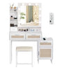 White and Rattan Vanity Table Set IF007