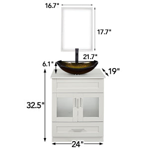 Elecwish White Bathroom Vanity & Sink Sets BA1001-WH size