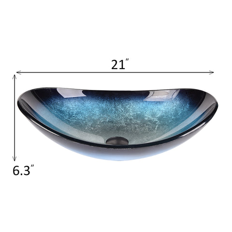 Oval Glass Basin Ocean-Blue GB0005 size
