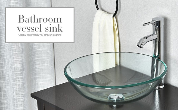 Products Clear Tempered Glass Round Vessel Sink BA20061