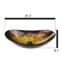 Elegant Gold Oval Boat-Shaped Glass Vessel Sink BA20065 display scene size