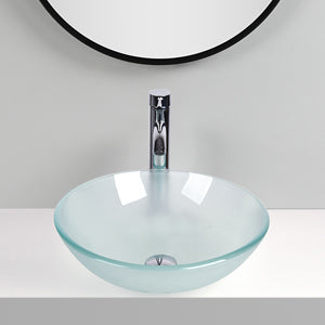 Round Sleek Frosted Glass Vessel Sink BA20103 is good for bathroom