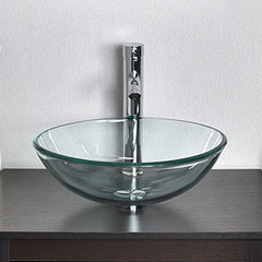 Clear Tempered  Glass Round Vessel Sink BA20061 has simple style