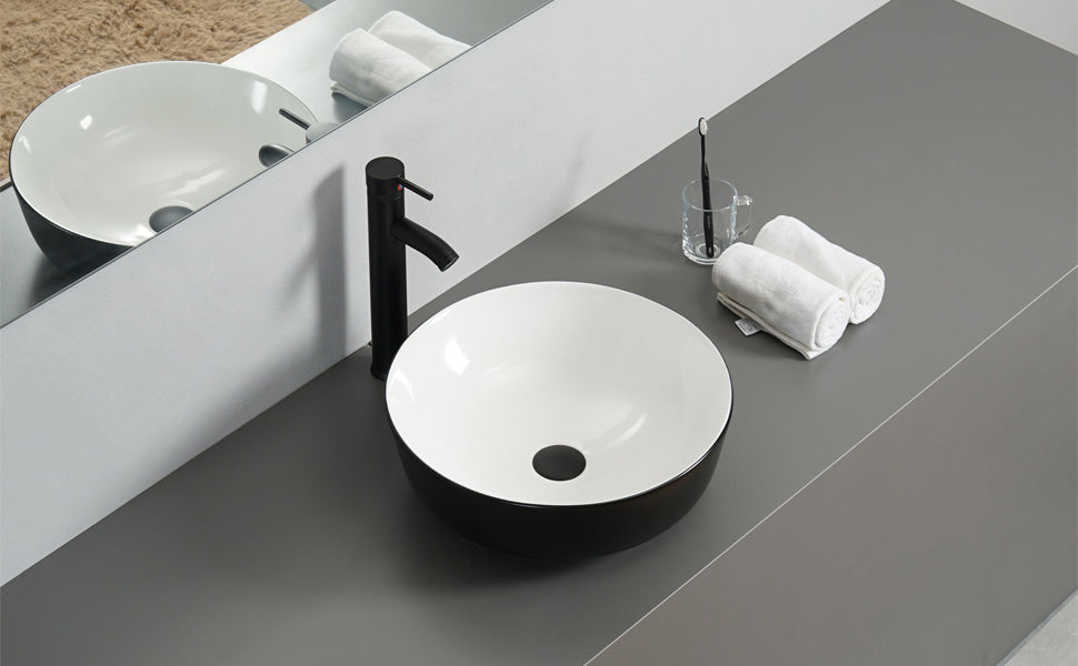 Black and White Ceramic Vessel Sink BG1009 display scene