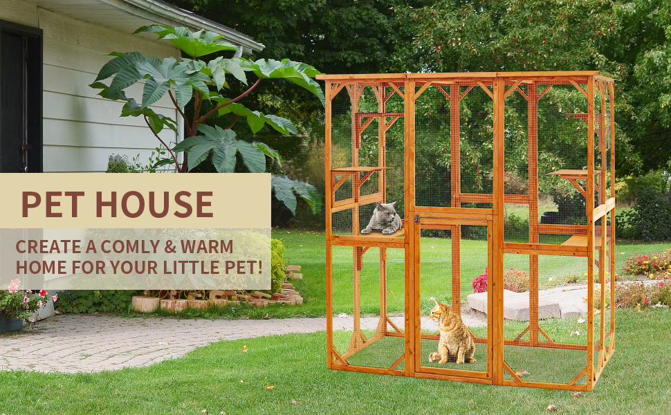 Elecwish Cat House Catio Enclosure with Wire Mesh PE1001OR can create a comfy and warm home for your pet